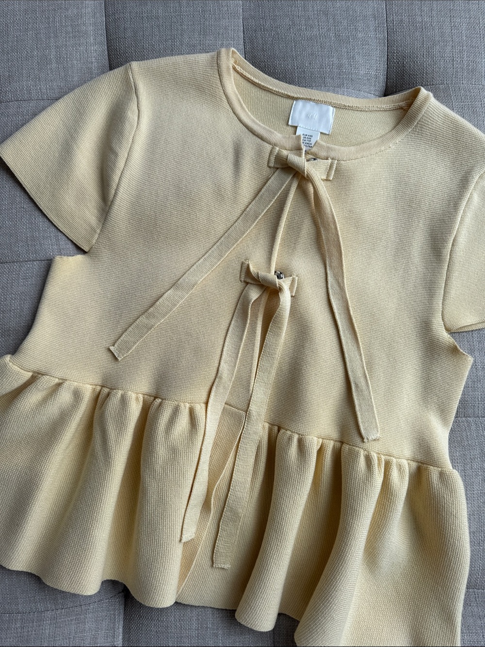H&M Butter Yellow Tie-Front Knit Top